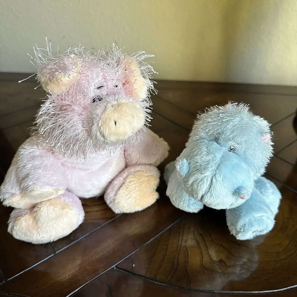 Webkinz Pink Pig Blue Hippo Plush Stuffed Animal Set Of‎ 2 Great Condition